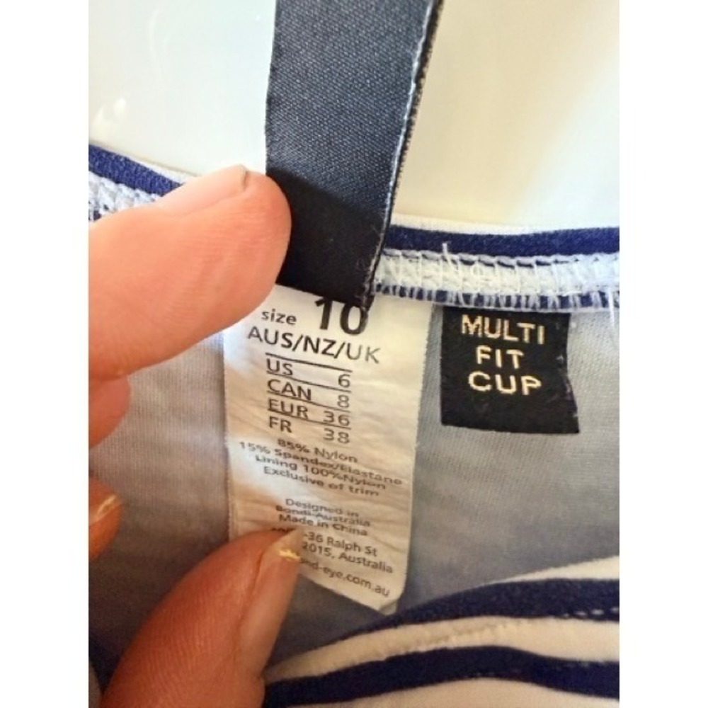 Bond-Eye Australia Navy White Striped One Piece Swimsuit Size 10 6 - Picture 7 of 9